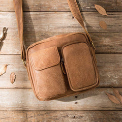Cool Leather Mens Messenger Bags Small Shoulder Bags  for Men