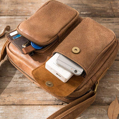 Cool Leather Mens Messenger Bags Small Shoulder Bags  for Men