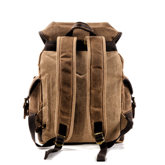 Cool Canvas Leather Mens Large Black Backpack Travel Backpack Hiking Backpack for Men