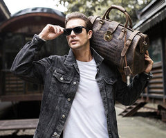 Cool Leather Mens Overnight Bag Duffle Bag Travel Bag Weekender Bags for Men