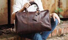 Cool Leather Mens Overnight Bag Weekender Bag Vintage Travel Bags Duffle Bag for Men