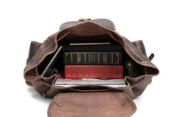 Cool Leather Mens School Backpack Vintage Travel Backpack Satchel Backpack for Men