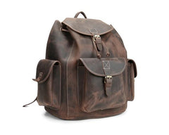 Cool Leather Mens School Backpack Vintage Travel Backpack Satchel Backpack for Men
