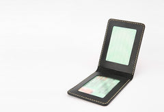 Cool Leather Mens Slim License Wallet Front Pocket Wallet Slim Card Wallet for Men