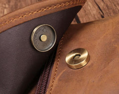 Cool Brown Leather Mens Mini Shoulder Bag Belt Pouch Waist Bag For Men