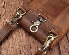 Cool Brown Leather Mens Mini Shoulder Bag Belt Pouch Waist Bag For Men