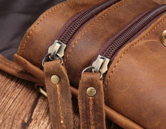 Cool Brown Leather Mens Mini Shoulder Bag Belt Pouch Waist Bag For Men