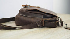 Cool Leather Mens Small Messenger Bag Side Bag Small Vintage Shoulder Bag for Men