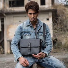 Cool Leather Mens Small Messenger Bag Side Bag Shoulder Bags for Men