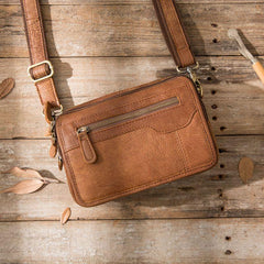 Cool Leather Mens Small Side Bag Messenger Bags Shoulder Bags for Men