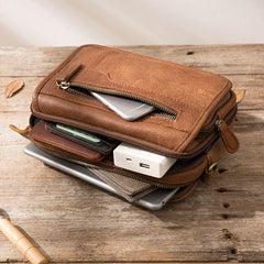 Cool Leather Mens Small Side Bag Messenger Bags Shoulder Bags for Men