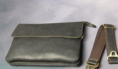 Cool Leather Mens Small Side Bag 11inch Clutch Purse Bag Messenger Bag for Men