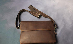 Cool Leather Mens Small Side Bag 11inch Clutch Purse Bag Messenger Bag for Men