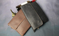 Cool Leather Mens Small Side Bag 11inch Clutch Purse Bag Messenger Bag for Men