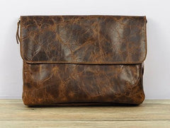 Cool Leather Mens Small Side Bag 11inch Clutch Purse Bag Messenger Bag for Men