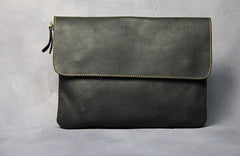 Cool Leather Mens Small Side Bag 11inch Clutch Purse Bag Messenger Bag for Men