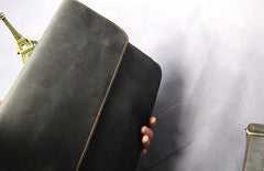 Cool Leather Mens Small Side Bag 11inch Clutch Purse Bag Messenger Bag for Men