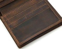 Cool Leather Mens Small Bifold Wallet billfold Wallet Front Pocket Wallets for Men
