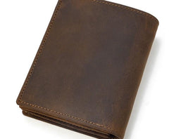 Cool Leather Mens Small Bifold Wallet billfold Wallet Front Pocket Wallets for Men