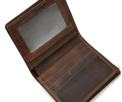 Cool Leather Mens Small Bifold Wallet billfold Wallet Front Pocket Wallets for Men