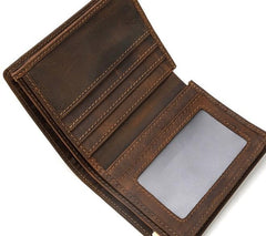 Cool Leather Mens Small Bifold Wallet billfold Wallet Front Pocket Wallets for Men