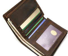 Cool Leather Mens Small Bifold Wallet billfold Wallet Front Pocket Wallets for Men