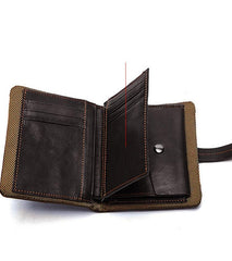 Cool Leather Mens Small Wallet billfold Brown Bifold Wallet Black Multi-card Front Pocket Wallet for Men