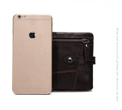 Cool Leather Mens Small Wallet billfold Brown Bifold Wallet Black Multi-card Front Pocket Wallet for Men