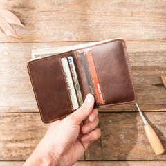 Cool Leather Mens Small Wallets Bifold billfold Wallet Slim Front Pocket Wallet for Men
