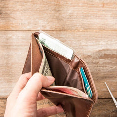 Cool Leather Mens Small Wallets Bifold billfold Wallet Slim Front Pocket Wallet for Men