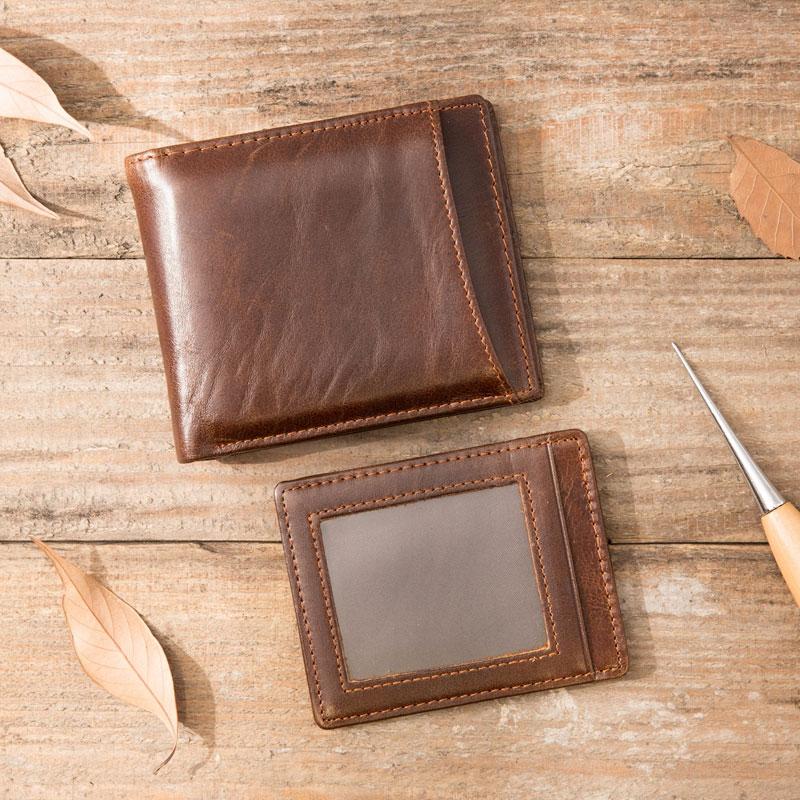 Cool Leather Mens Small Wallets Bifold Vintage billfold Wallets for Men