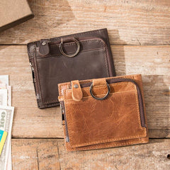 Cool Leather Mens Trifold Slim Front Pocket Wallets billfold Small Wallet for Men