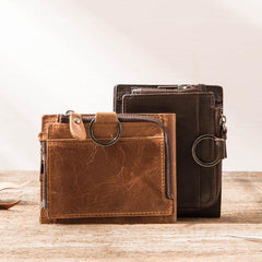 Cool Leather Mens Trifold Slim Front Pocket Wallets billfold Small Wallet for Men