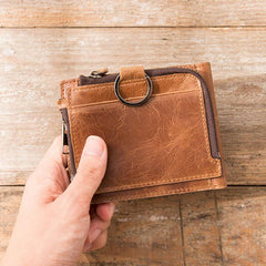 Cool Leather Mens Trifold Slim Front Pocket Wallets billfold Small Wallet for Men