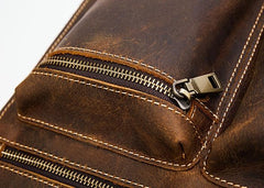 Cool Leather Mens Vintage Brown Small Side Bag Messenger Bag Shoulder Bag for Men