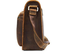 Cool Leather Mens Vintage Brown Small Side Bag Messenger Bag Shoulder Bag for Men