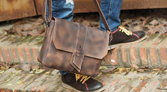 Cool Leather Mens Vintage Brown Messenger Bag Side Bag Small Shoulder Bag for Men