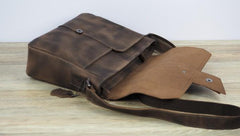 Cool Leather Mens Vintage Brown Messenger Bag Side Bag Small Shoulder Bag for Men