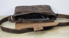 Cool Leather Mens Vintage Brown Messenger Bag Side Bag Small Shoulder Bag for Men
