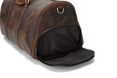 Cool Leather Mens Weekender Bag Travel Bag Duffle Bag for men