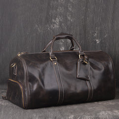 Cool Leather Mens Weekender Bag Travel Bag Duffle Bag for men