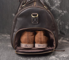 Cool Leather Mens Weekender Bag Travel Bag Duffle Bag for men