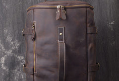 Cool Leather Mens Weekender Bag Vintage Coffee Leather Backpack for men