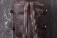 Cool Leather Mens Weekender Bag Vintage Coffee Leather Backpack for men