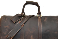 Cool Leather Mens Weekender Bag Vintage Coffee Travel Bag Duffle Bags Overnight Bag Holdall Bag for men