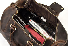 Cool Leather Mens Weekender Bag Vintage Coffee Travel Bag Duffle Bags Overnight Bag Holdall Bag for men