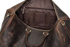 Cool Leather Mens Weekender Bag Vintage Coffee Travel Bag Duffle Bags Overnight Bag Holdall Bag for men
