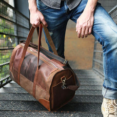 Cool Leather Mens Weekender Bags Travel Bag Duffle Bags Overnight Bag for men