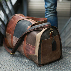 Cool Leather Mens Weekender Bags Travel Bag Duffle Bags Overnight Bag for men