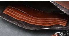 Cool Leather Mens Brown Business Clutch Bag Black Long Wallet For Men